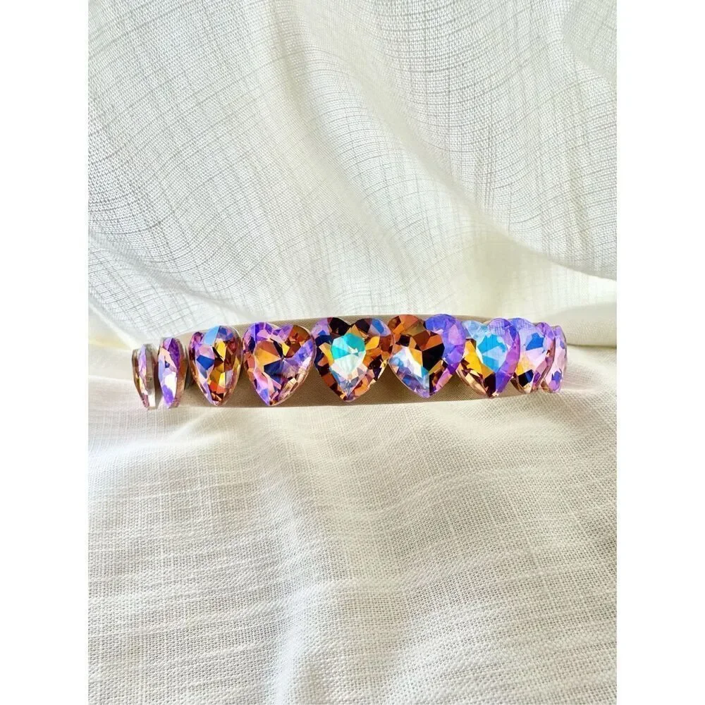 Light pink crystal iridescent heart headband